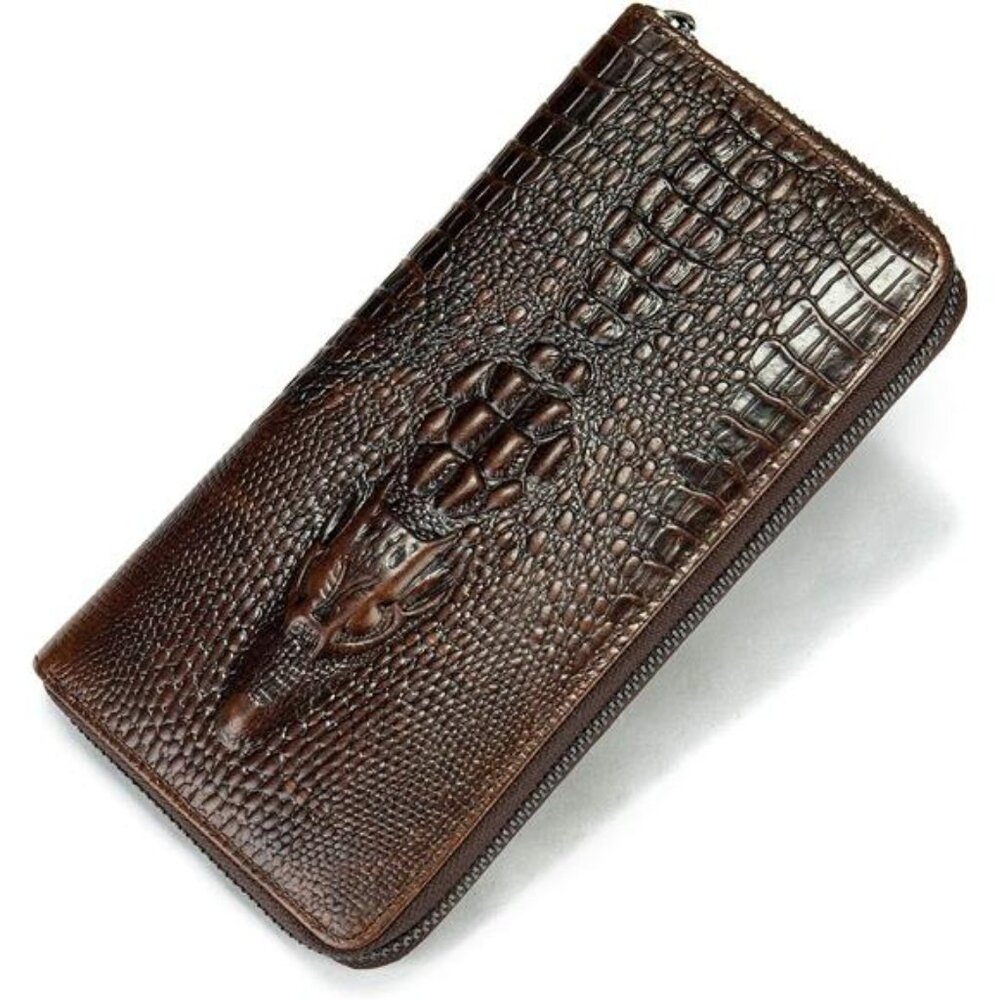 Genuine Leather Cool Long Wallets for Men Personalized Zip Around Wallet
